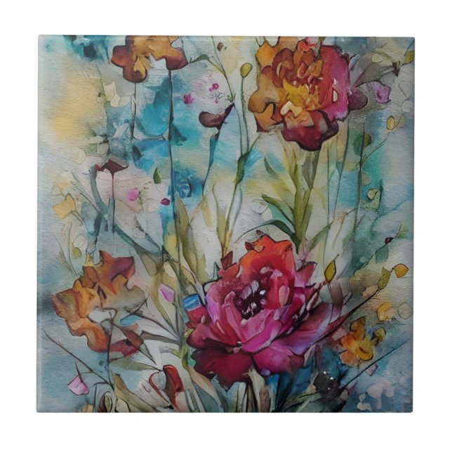 Carreau Aquarelle Florale (Devant)