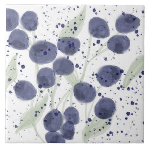 Carreau Aquarelle Fruit Bleuet Violet Éclaboussure d'Art