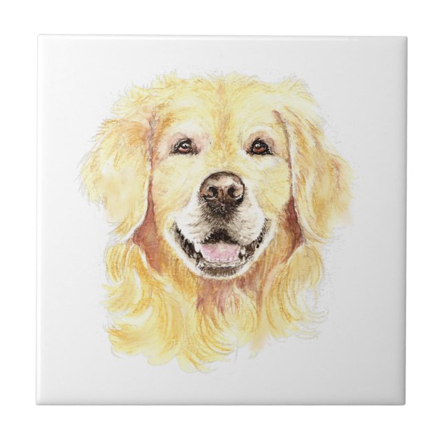 Carreau Aquarelle Golden Retriever chien animal animal ani (Devant)