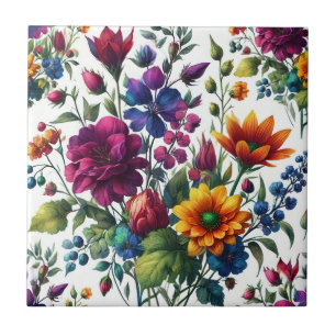 Carreau Aquarelle gras Floral