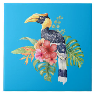 Carreau Aquarelle Great Hornbill Bird