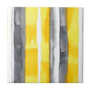 Carreau Aquarelle gris jaune blanc rayé