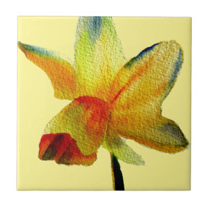 Carreau Aquarelle jonquille jaune art Fleur de printemps