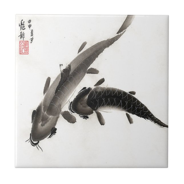 Carreau Aquarelle Koi Fish (Devant)