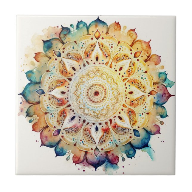 Carreau Aquarelle Mandala (Devant)