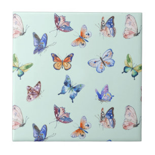 Carreau Aquarelle Mélange de papillons colorés