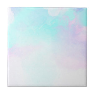 Carreau Aquarelle moderne Abstraite Pastel bleu & violet