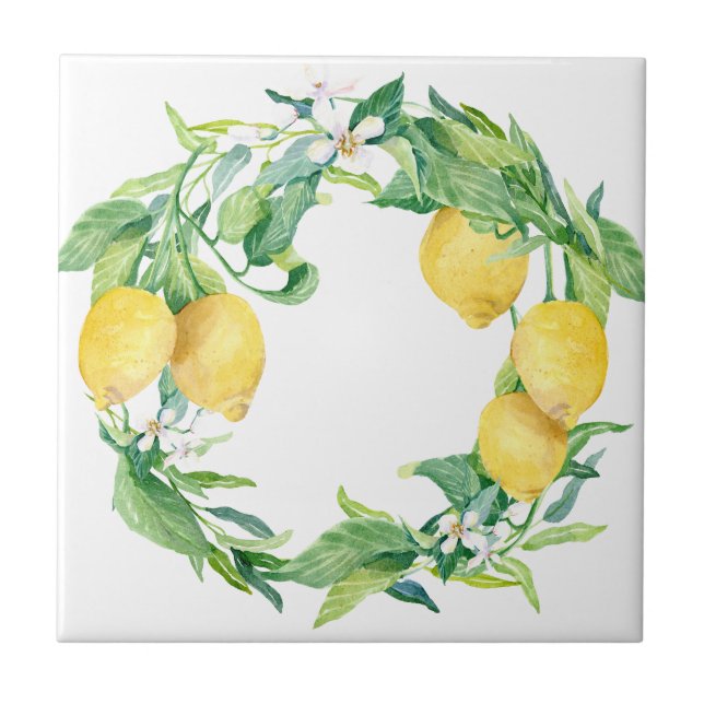 Carreau Aquarelle moderne Citrus Citrus Citrus Verdure Wre (Devant)