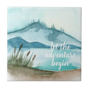 Carreau Aquarelle moderne Nature Commençons l'aventure