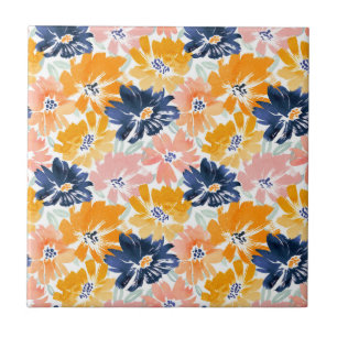 Carreau Aquarelle Motif Floral Rétro