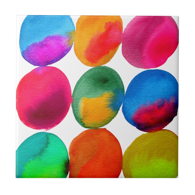 Carreau Aquarelle néon motif art abstrait couleur vive (Devant)