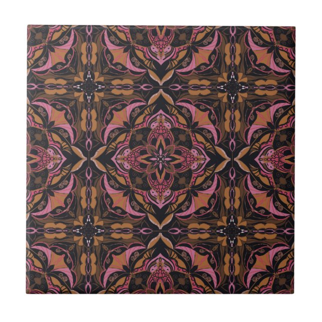 Carreau Aquarelle Noir Azulejo Tile espagnole (Devant)