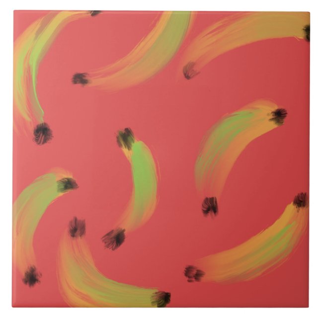 Carreau Aquarelle numérique Gouache Bananes (Devant)