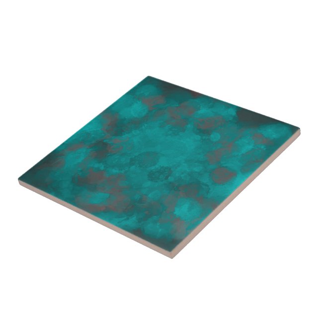 Carreau Aquarelle Océan Vert Turquoise Aqua Nautique Abstr (Côté)