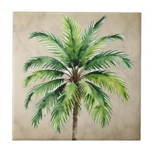 Carreau Aquarelle Palm Tree Vintage Eleagant