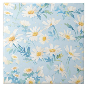 Carreau Aquarelle Pastel Daisies