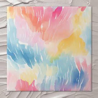 Carreau Aquarelle Pastel Rainbow Abstraite