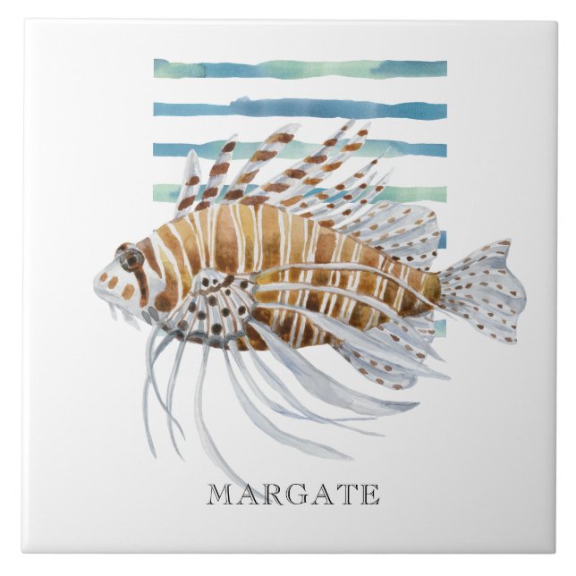 Carreau Aquarelle PÊCHE EXOtique Plage MARGE Côtier (Devant)
