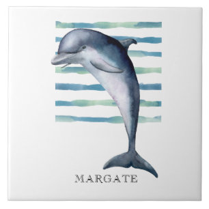 Carreau Aquarelle plage côtière DOLPHIN MARGATE