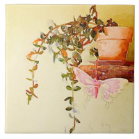 Aquarelle Plante en pointillés et papillon en méta