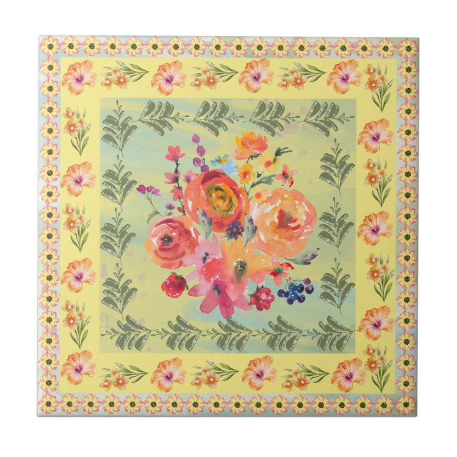 Carreau Aquarelle poussiéreuse décorée de style classique  (Devant)