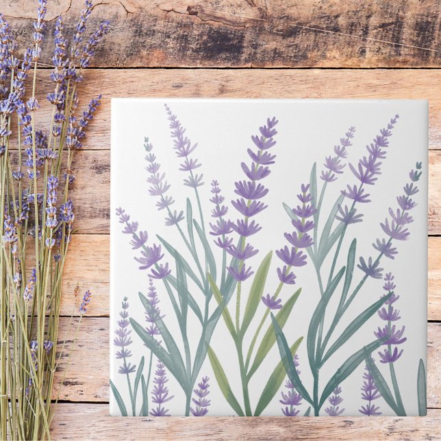 Carreau Aquarelle Purple Lavande Florale (Close up)