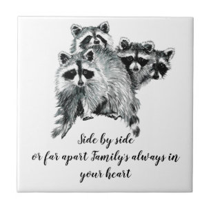 Carreau Aquarelle Raccoon Famille Inspiration Citation