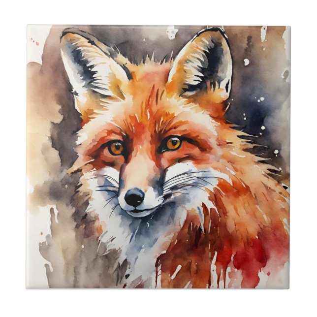 Carreau Aquarelle Renard Rouge (Devant)