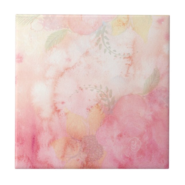 Carreau Aquarelle rose Arrière - plan floral (Devant)