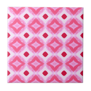 Carreau Aquarelle rose blanc Diamants rouges