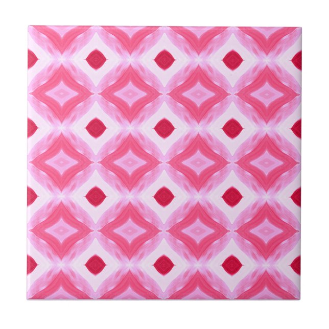 Carreau Aquarelle rose blanc Diamants rouges (Devant)