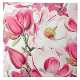 Carreau Aquarelle rose Magnolia Motif