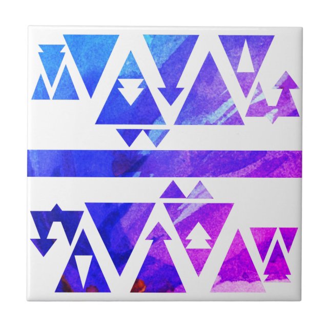 Carreau Aquarelle rose pourpre et bleu (Devant)