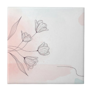 Carreau Aquarelle rose romantique Floral Élégant Décor