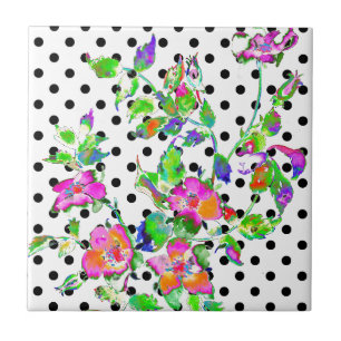 Carreau Aquarelle rose vintage, pois