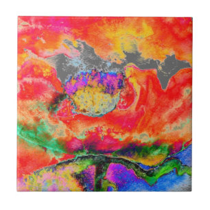 Carreau aquarelle rouge floral Abstrait