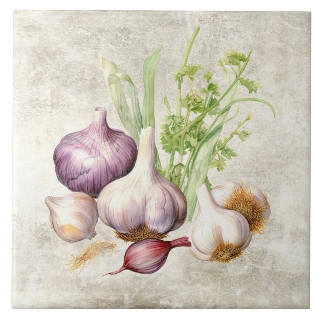 Carreau Aquarelle rustique Aquarelle Faux Texture Cuisine (Devant)