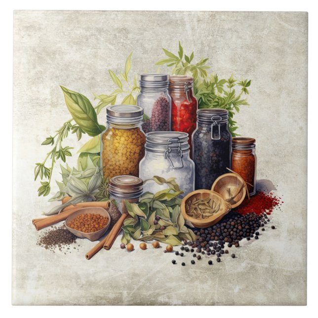 Carreau Aquarelle rustique épices Faux Texture aquarelle (Devant)