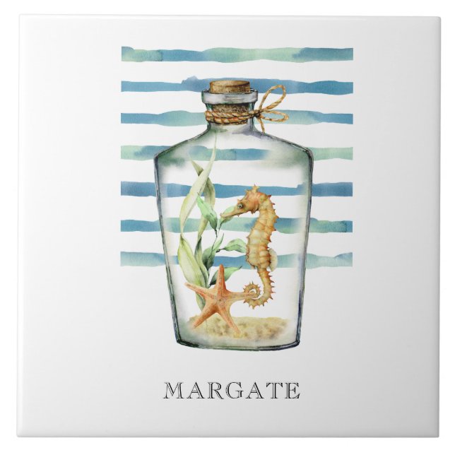 Carreau Aquarelle SEAHORSE à Bottle Beach MARGATE (Devant)