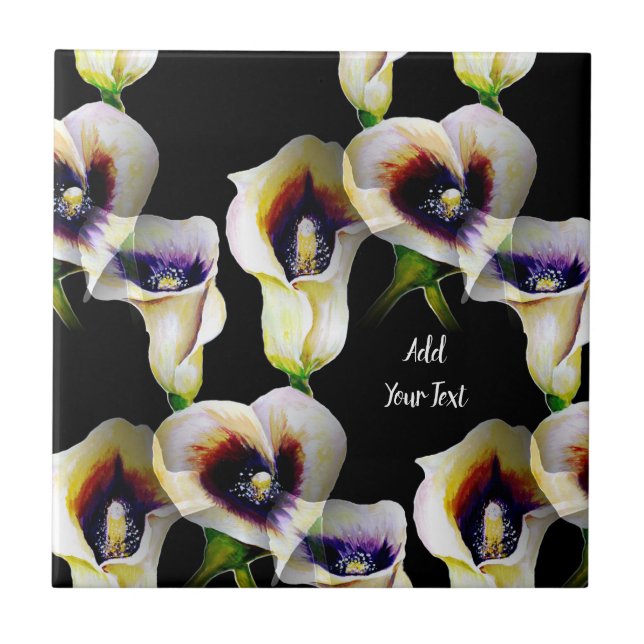 Carreau Aquarelle Sublime Arum Calla Lys avec texte (Devant)