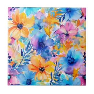 Carreau Aquarelle Tropical Floral