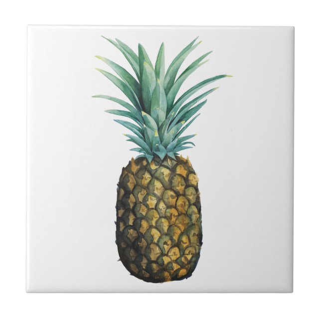 Carreau Aquarelle tropicale à ananas (Devant)