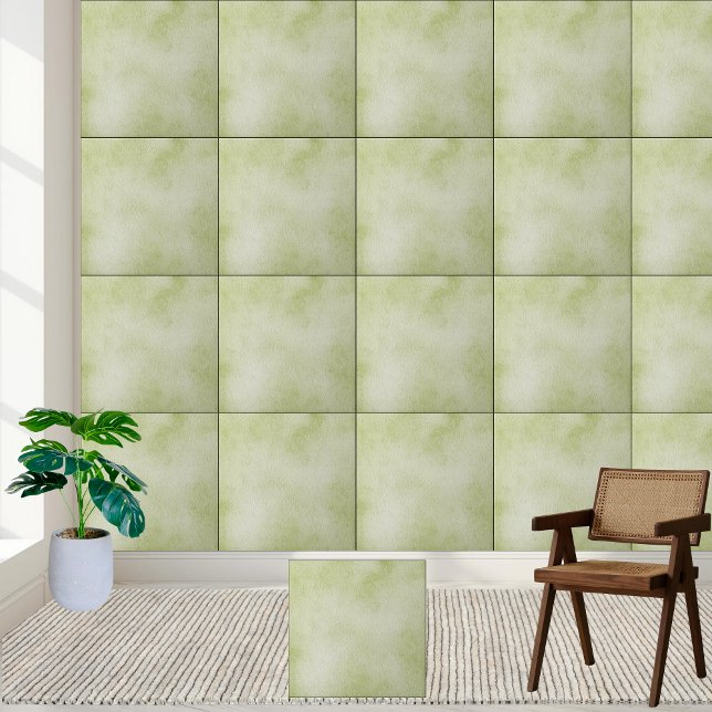 Carreau Aquarelle verte douce Texture Carrelage en céramiq (Soft Green Watercolor Texture Ceramic Tile)