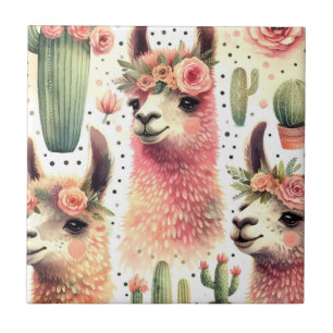 Carreau Aquarelle vintage Cute Llama