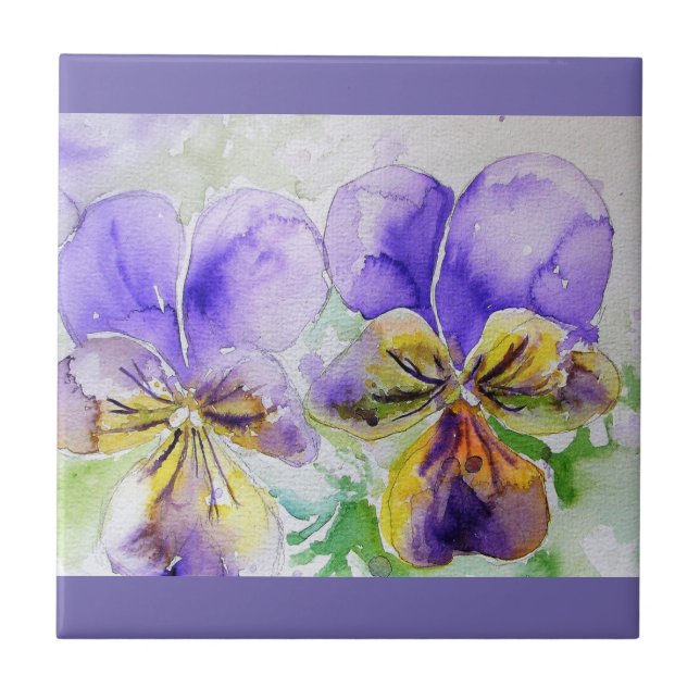 Carreau Aquarelle Viola violet Panser Carrelage en céramiq (Devant)