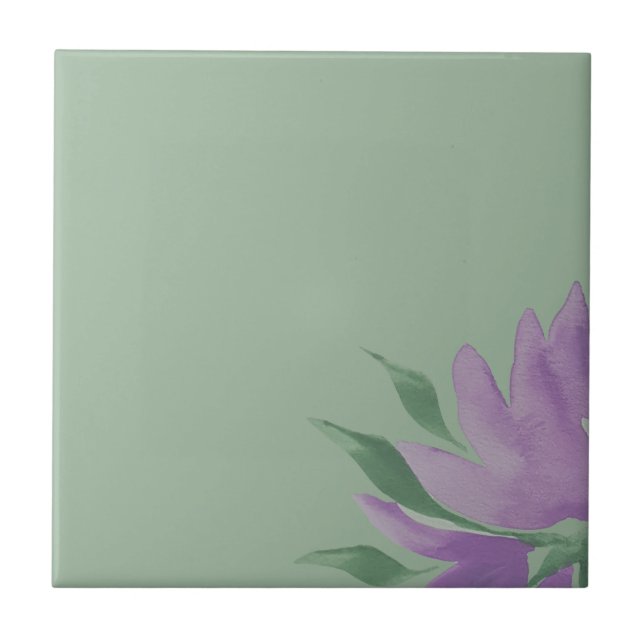 Carreau Aquarelle violette Lavander Élégante Florale (Devant)