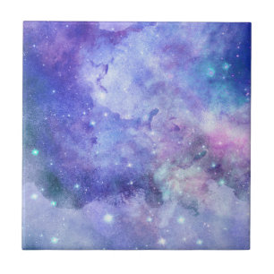 Carreau Aquarelle violette Starry Sky Space Lover Galaxy