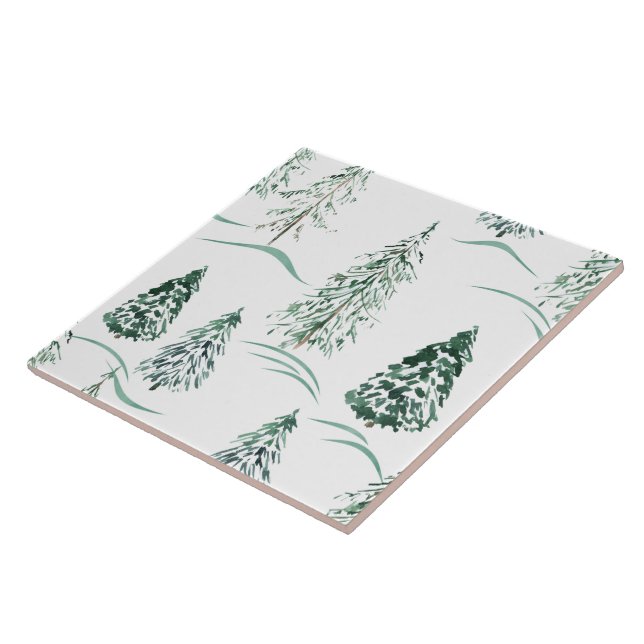 Carreau Aquarelles de Noël. Forêt d'hiver. (Côté)