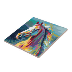 Carreau Aquarelles Illustration de la tête de cheval