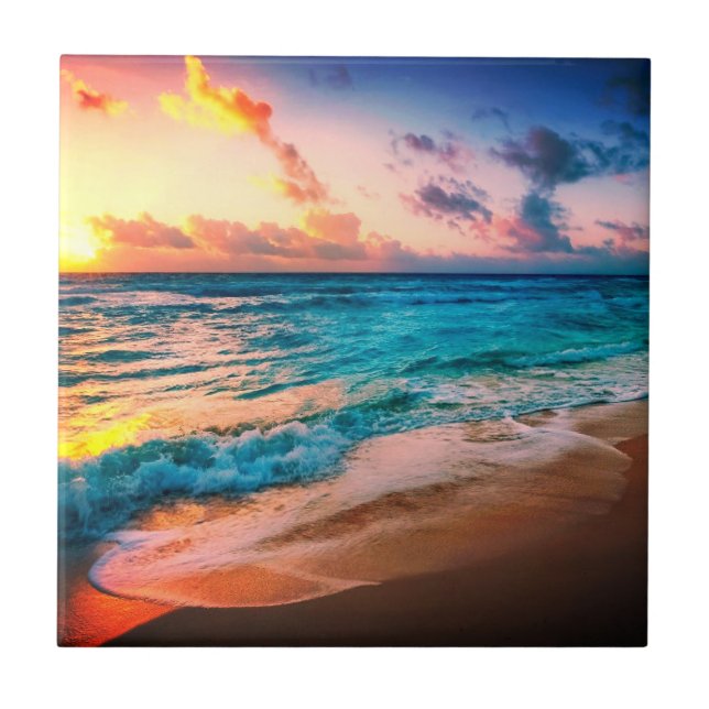 Carreau Aquarelles, plage et mer, ciel (Devant)